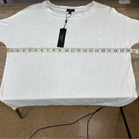 Talbots Women's NWT Off-White Y2K Short Sleeve Linen Knit Sweater Size P - Picture 8 of 10